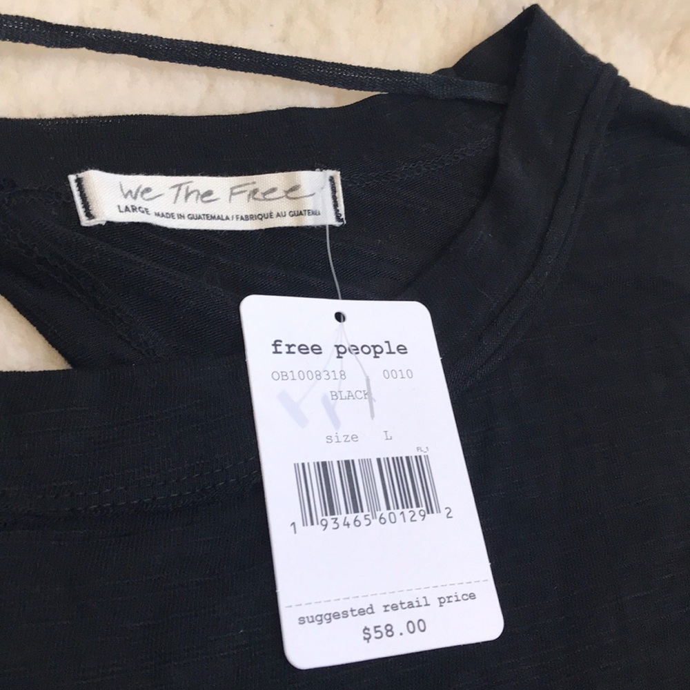 Free People Black Open Back Oversize Top. S,M - Picture 5 of 11